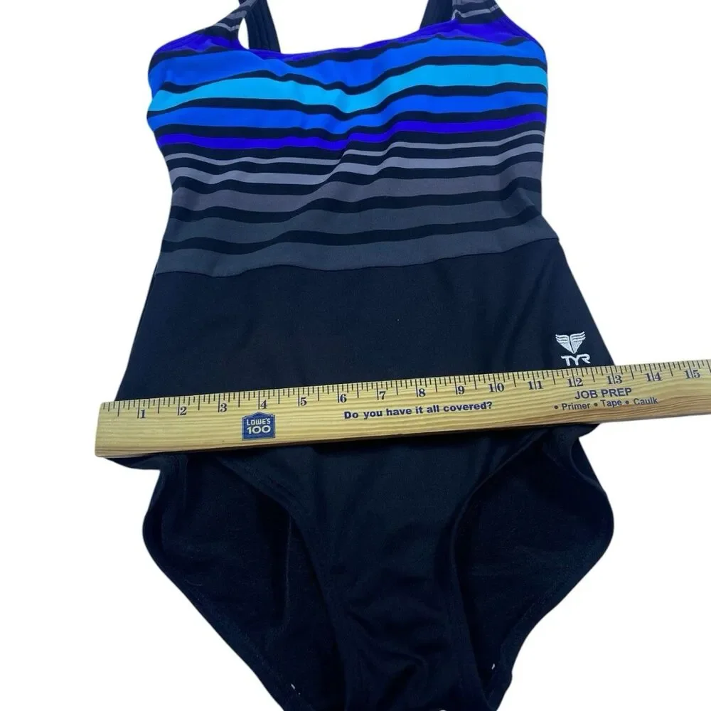 TYR Women DELRAY Aqua ControlFit 1pc SwimSuit - Navy Turquoise‎ - Size 8 - $80